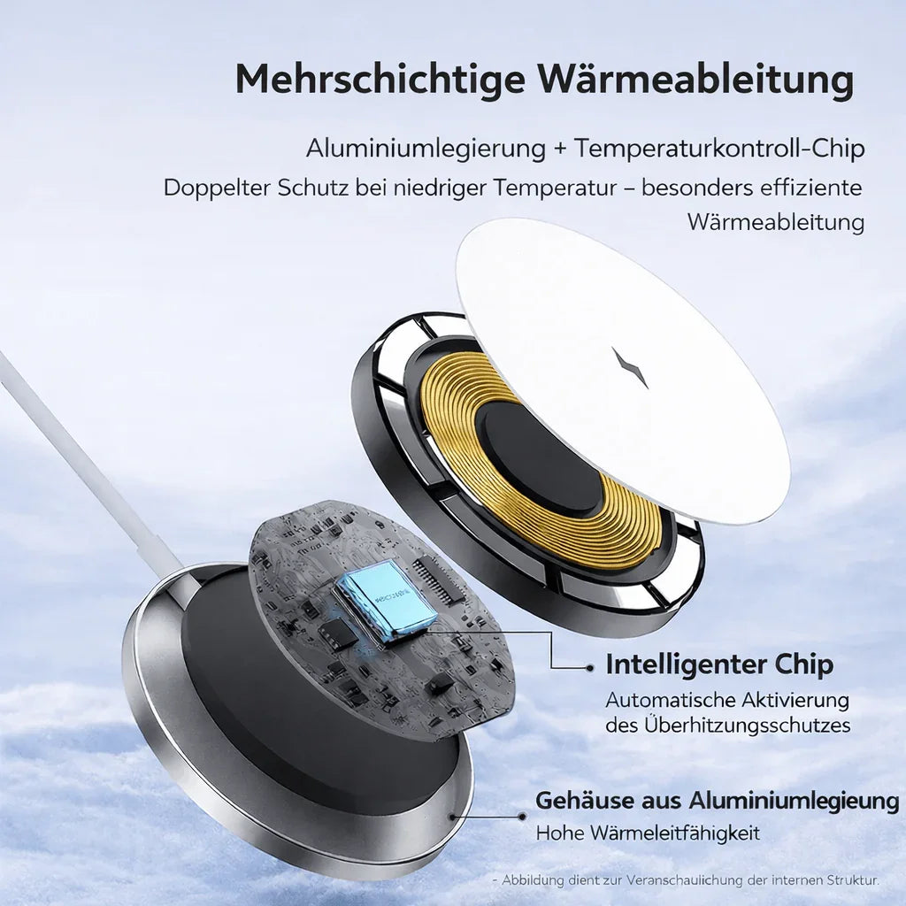 Magnetisches Wireless Ladepad 15W – Qi Schnellladen für iPhone - XELONI