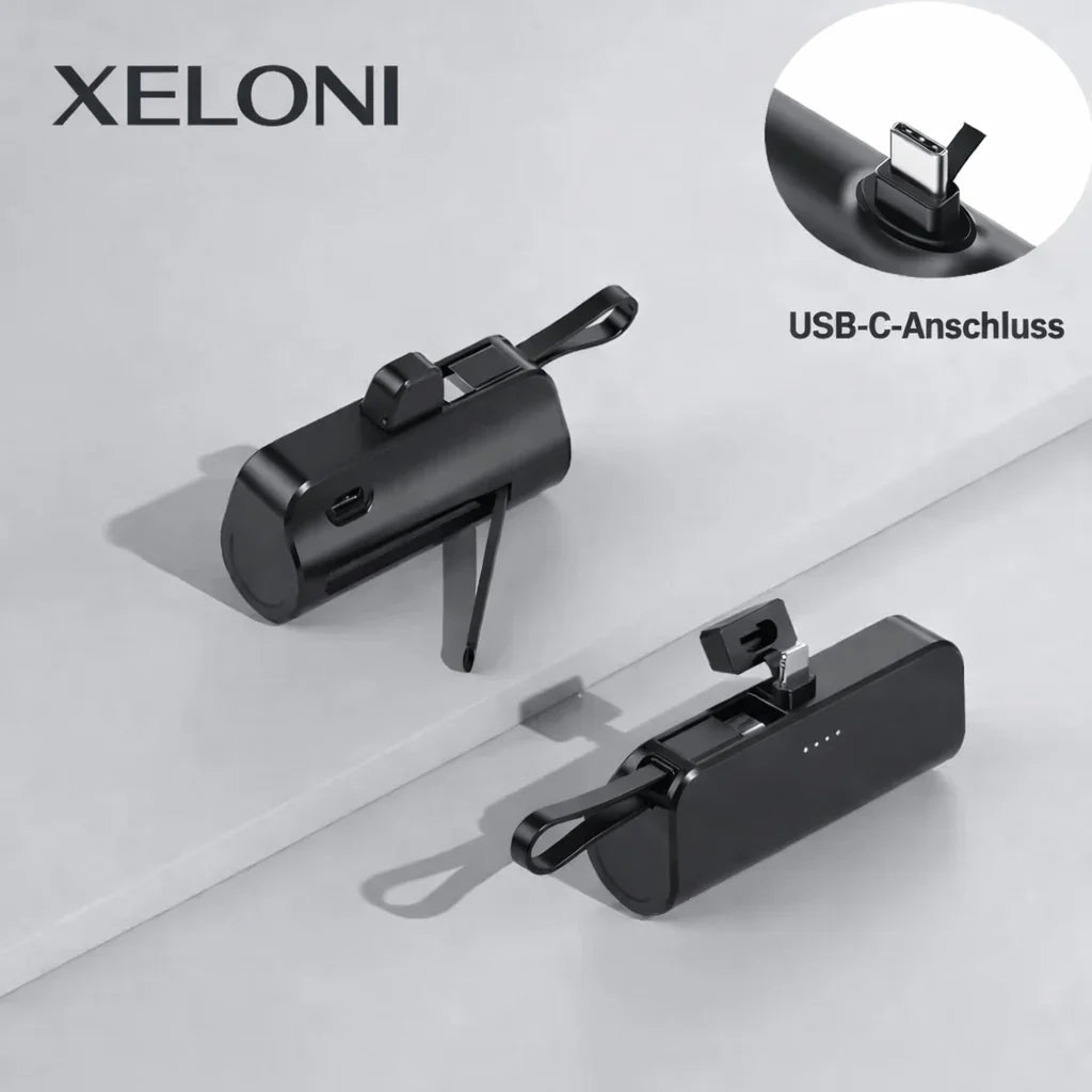 Powerbank 30000 mAh mit integriertem Kabel & Digitalanzeige - XELONI