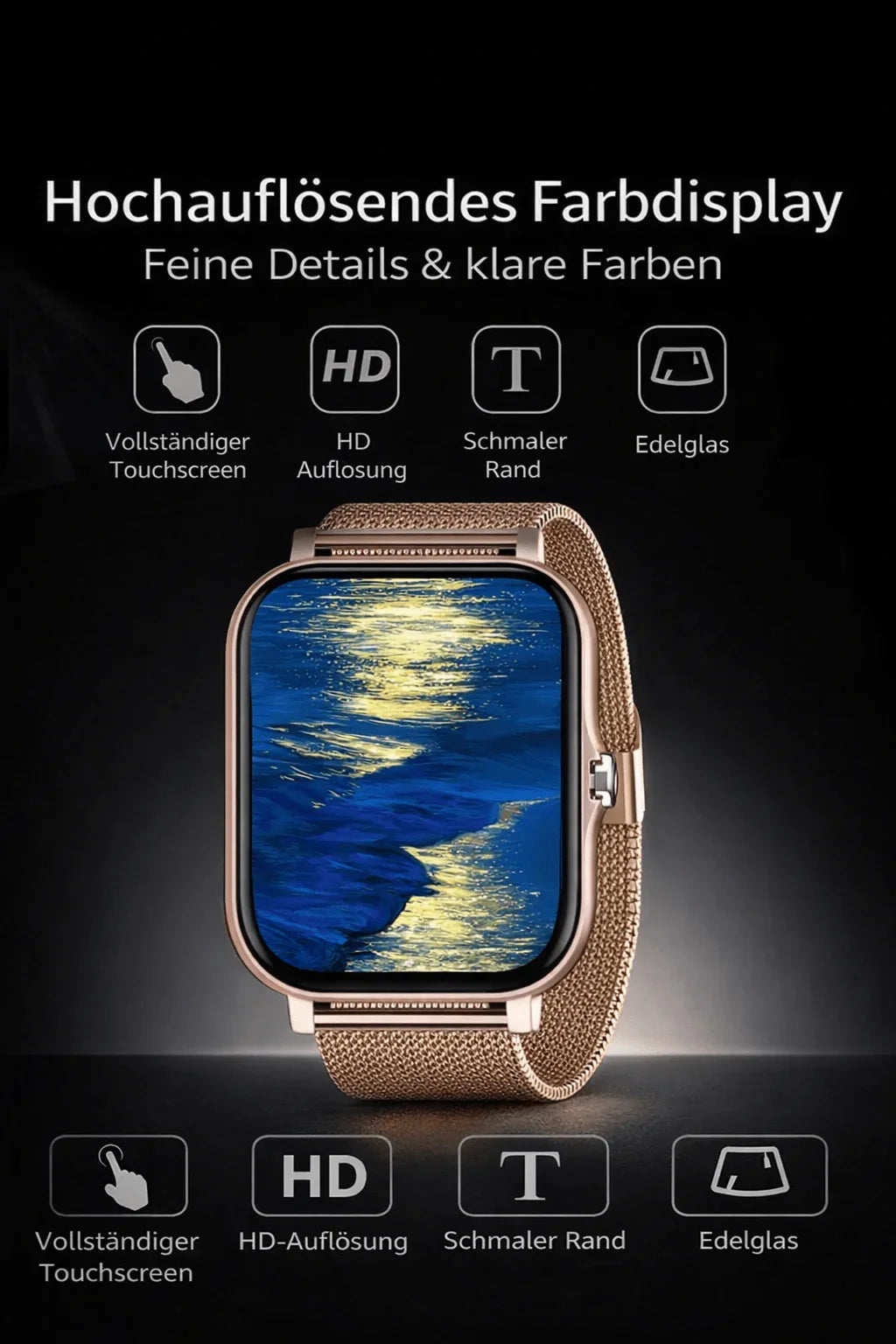 Smart Watch mit Bluetooth - Anrufen, Multi - Sport - Modus & App - Benachrichtigung - XELONI