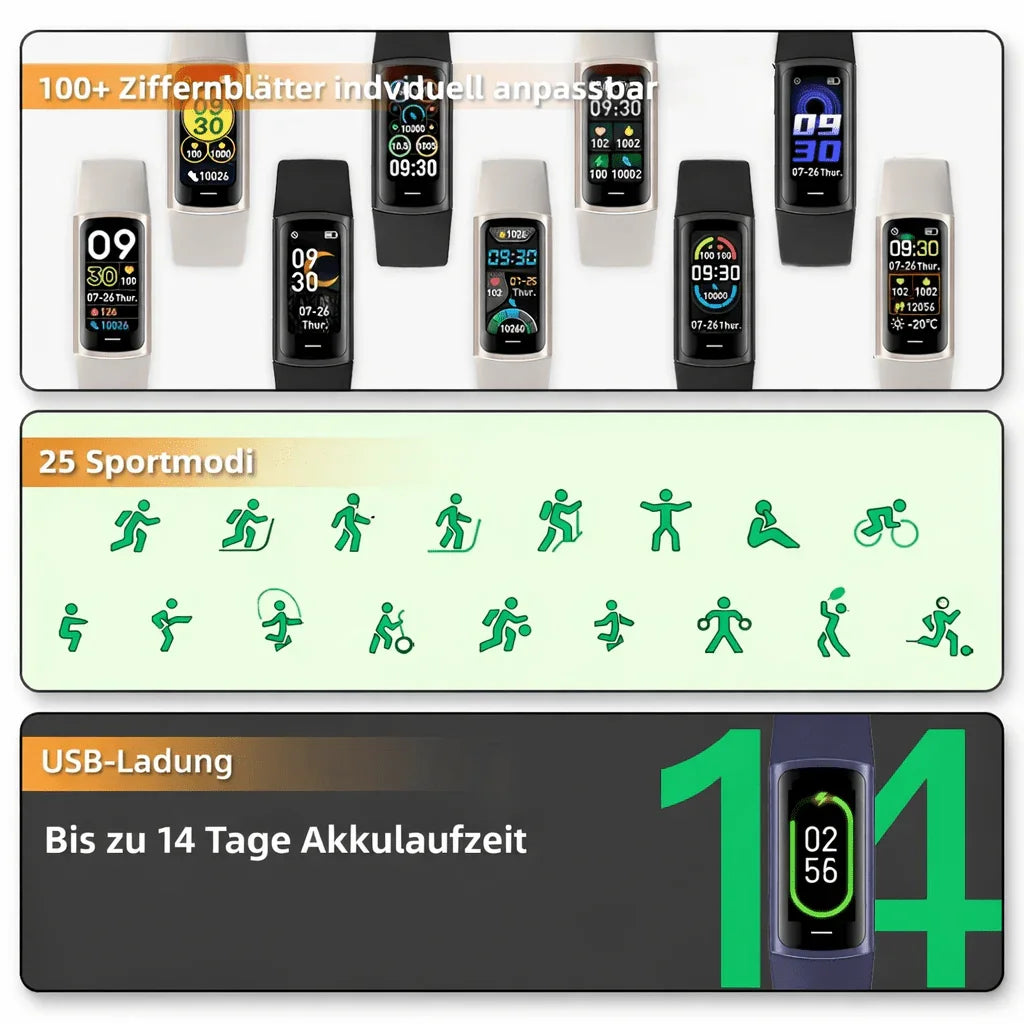 Smartwatch Sport – Bluetooth Anrufe, Gesundheitsmonitor & Multi - Zifferblatt | Für Android & iOS - XELONI